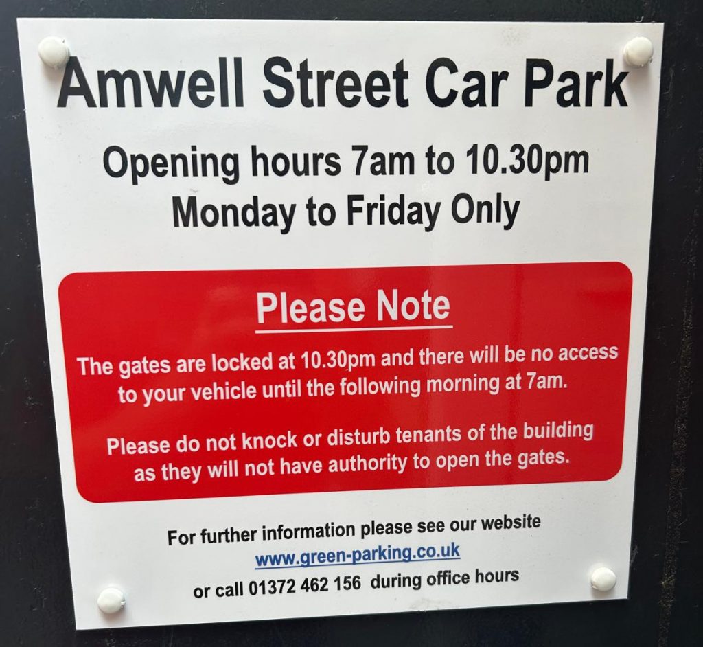 Amwell Street Car Park Clerkenwell Signage