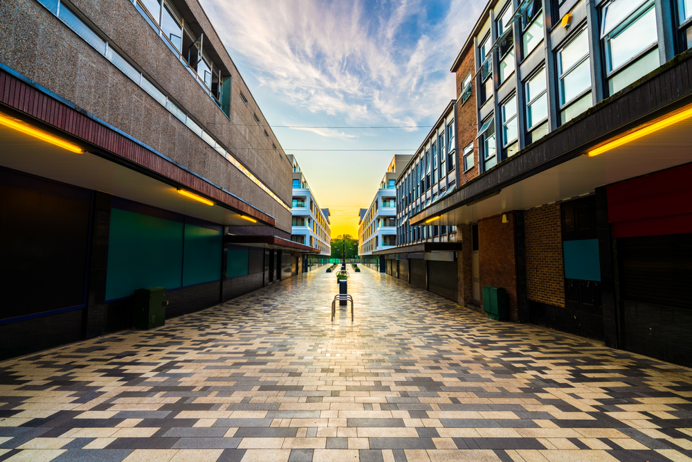 Stevenage,Town,Centre,At,Sunrise.,England