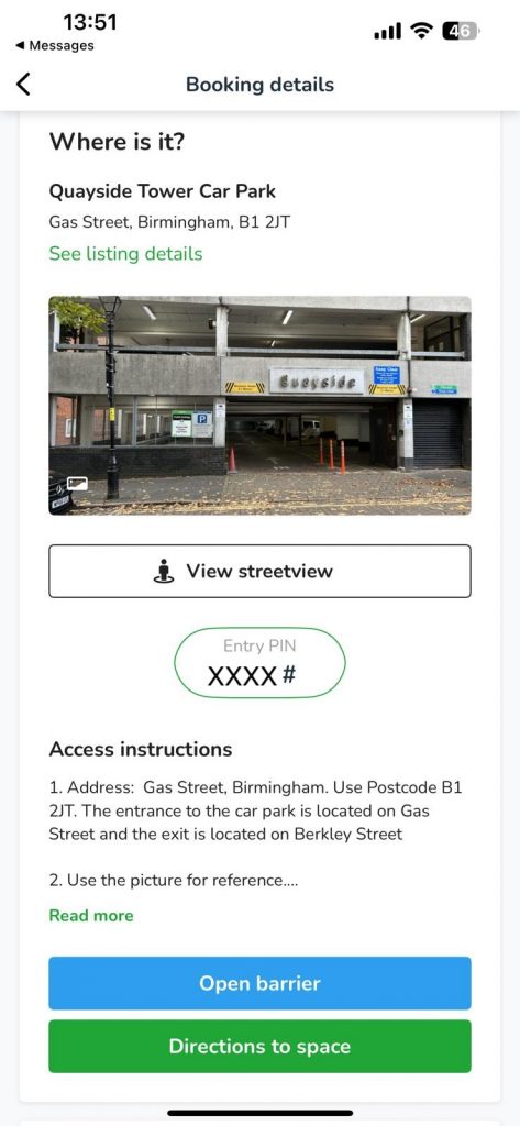 Quayside Tower Car Park Entry example on JustPark