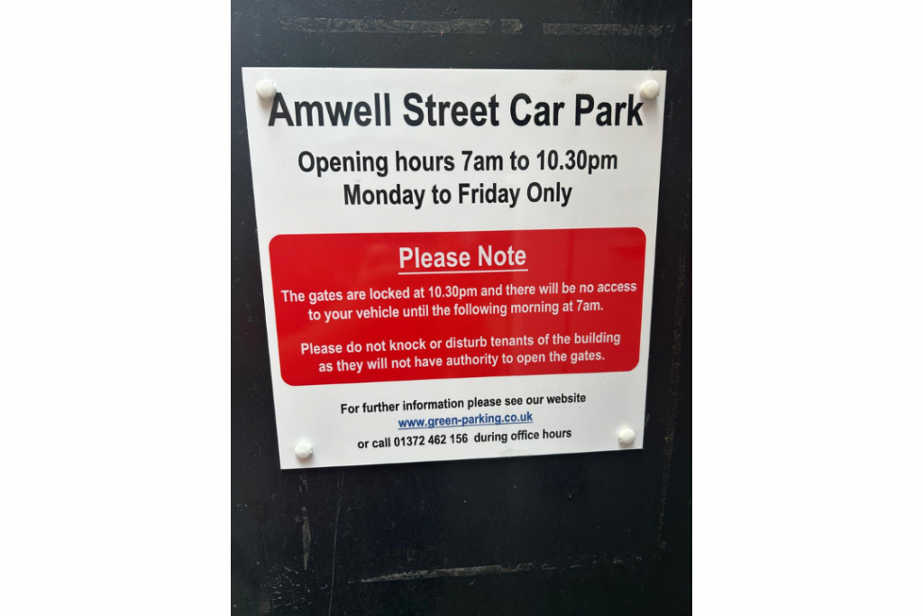 Amwell Street Car Park Clerkenwell Signage